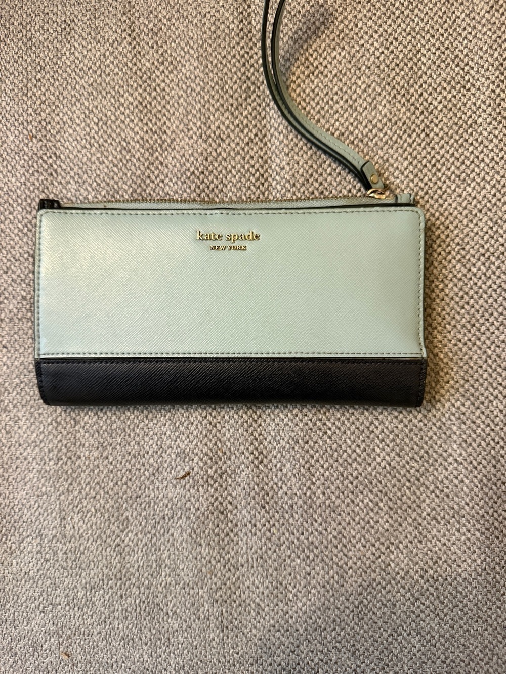 kate spade light blue and navy Saffiano Leather Wristlet
